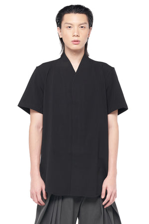 BLACK COLLARLESS SHORT SLEEVES SHIRT PART 5