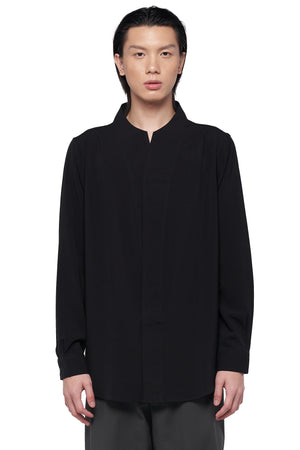 BLACK COLLARLESS PART 1 LONG SLEEVES SHIRT