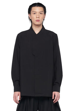 BLACK COLLARLESS PART 6 LONGSLEEVES SHIRT