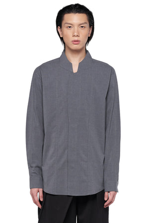 GREY LONG SLEEVES SHIRT WITH REVERSE COLLAR