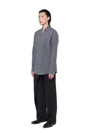 GREY LONG SLEEVES SHIRT WITH REVERSE COLLAR