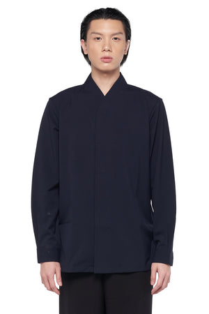 BLACK NAVY COLLARLESS PART 5 WITH DOUBLE PLACKET AND MAGNET BUTTON