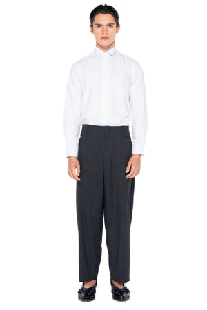 CHARCOAL WAISTBANDLESS WIDE PANTS