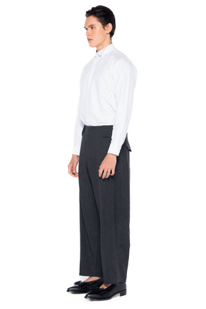 CHARCOAL WAISTBANDLESS WIDE PANTS