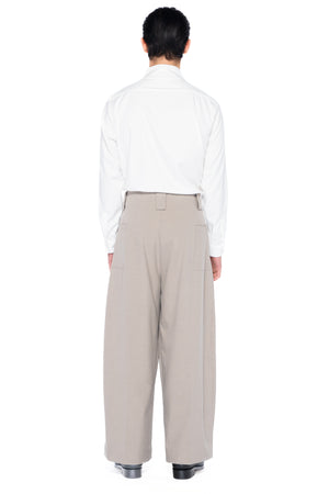 BEIGE WAISTBANDLESS WIDE PANTS WITH PATCH POCKET