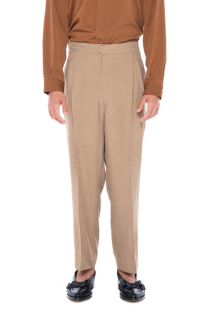 CAMEL CLASSIC PANTS WITH PLEATS AND BELT