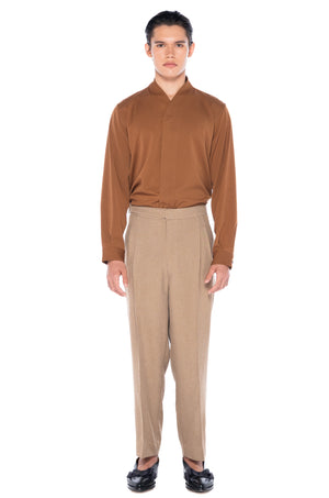 CAMEL CLASSIC PANTS WITH PLEATS AND BELT