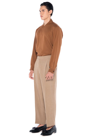 CAMEL CLASSIC PANTS WITH PLEATS AND BELT