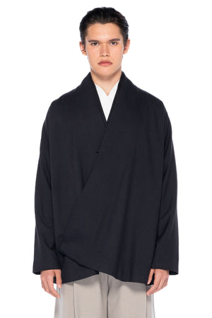 DARK GREY WRAPPED KIMONO JACKET